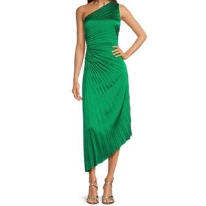 Badgley Mischka Vibrant Green One-Shoulder Dress